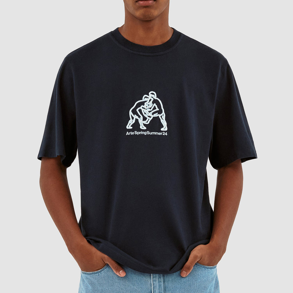 Arte Teo Fighter Front T-Shirt: Navy