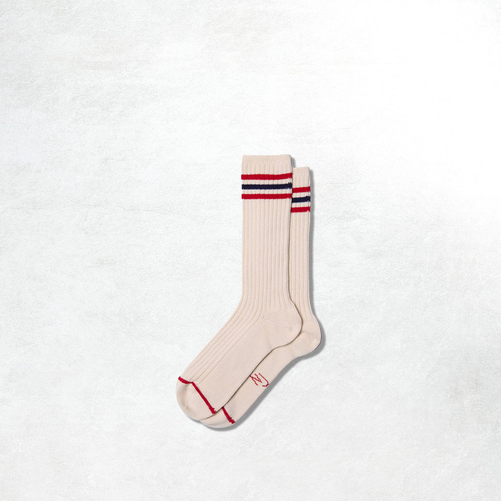 Nudie Jeans Men Tennis Socks Retro: Offwhite/Red_1