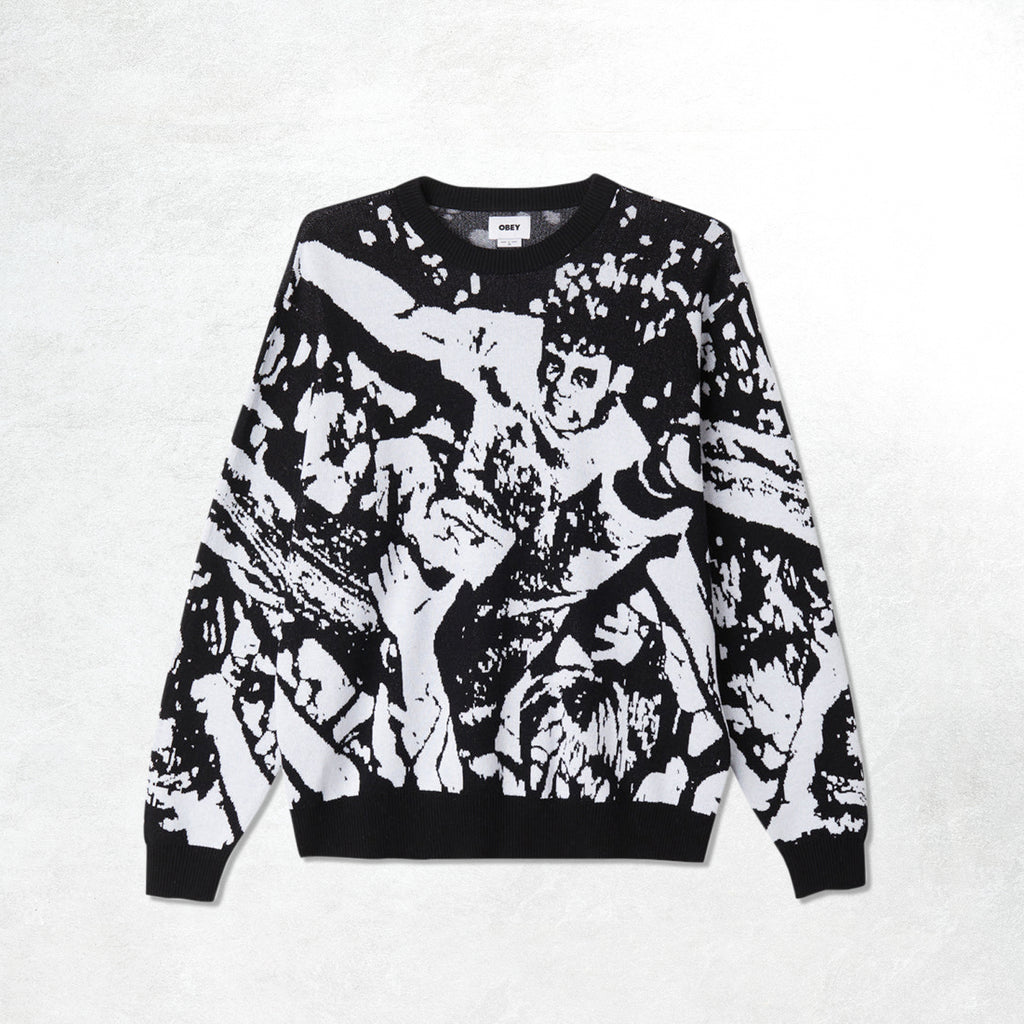 Obey Crowd Surfing Sweater: Black Multi (Front)