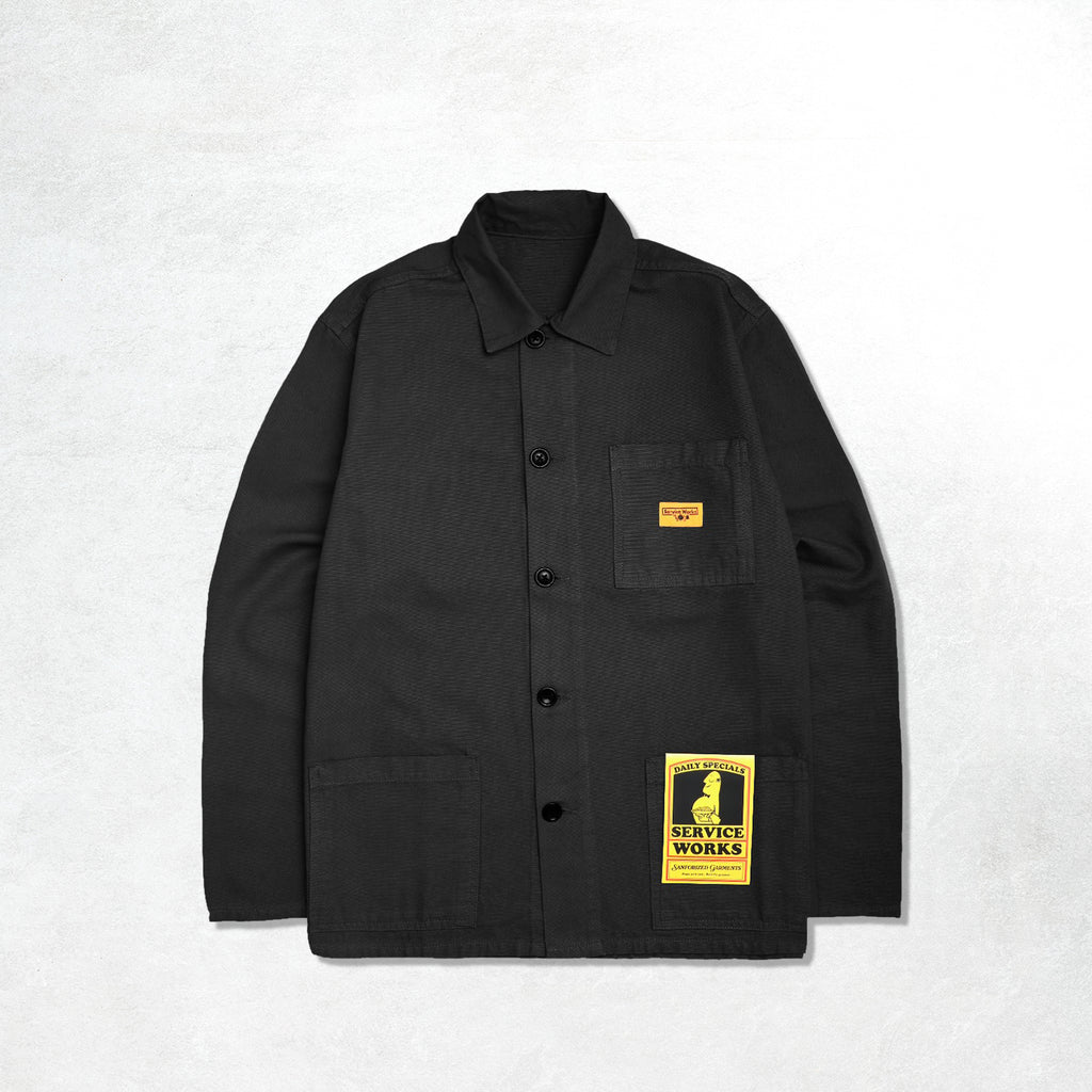 Service Works Canvas Coverall Jacket: Black (Front)