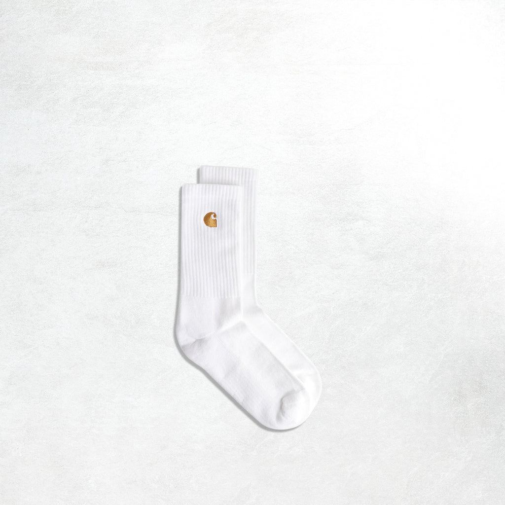 Carhartt WIP Chase Socks: White/Gold_1