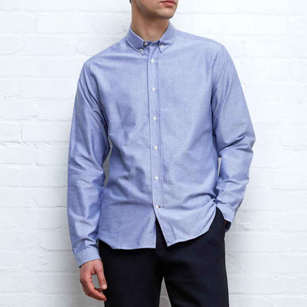 Oliver Spencer Brook Shirt: Brecon Blue_Model