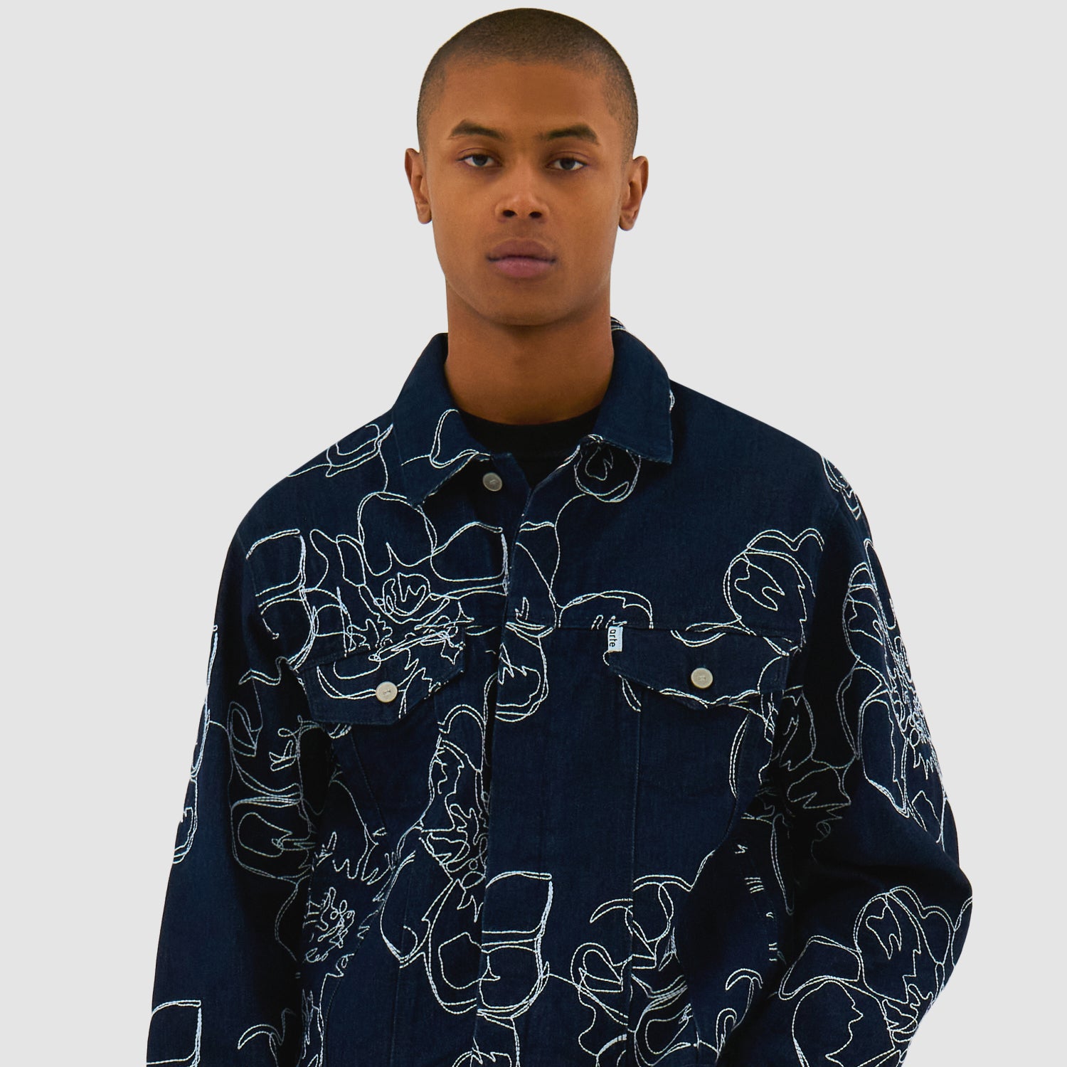 Arte Antwerp Flower Stitch Denim Jacket: Navy – The Union Project