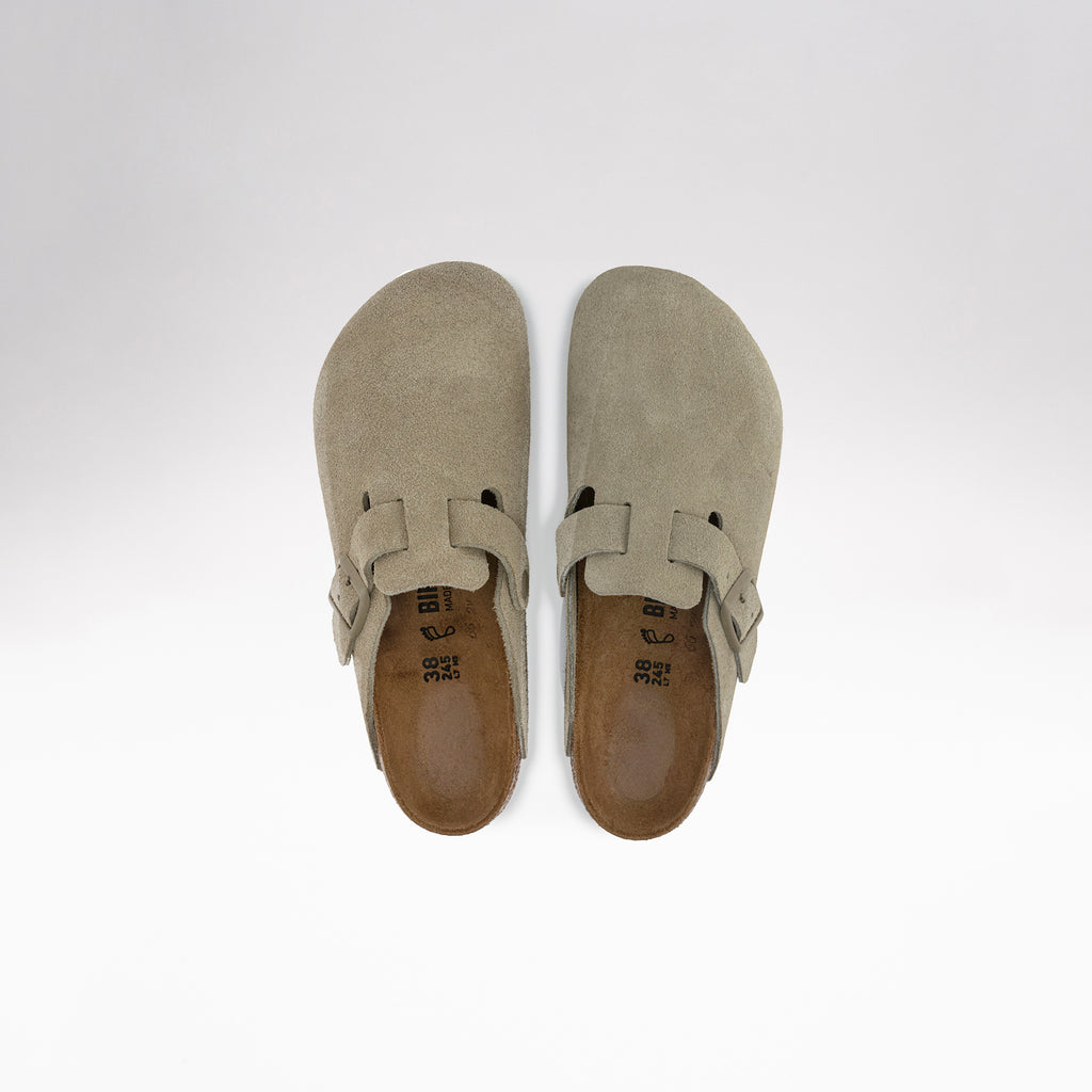 Birkenstock Boston Soft Footbed Suede Leather : Faded Khaki