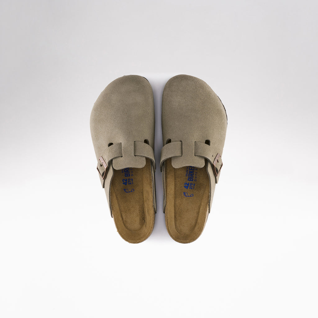 Birkenstock Boston Soft Footbed Suede Leather : Taupe
