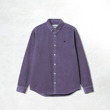 Carhartt WIP L/S Madison Cord Shirt: Glassy Purple/Black