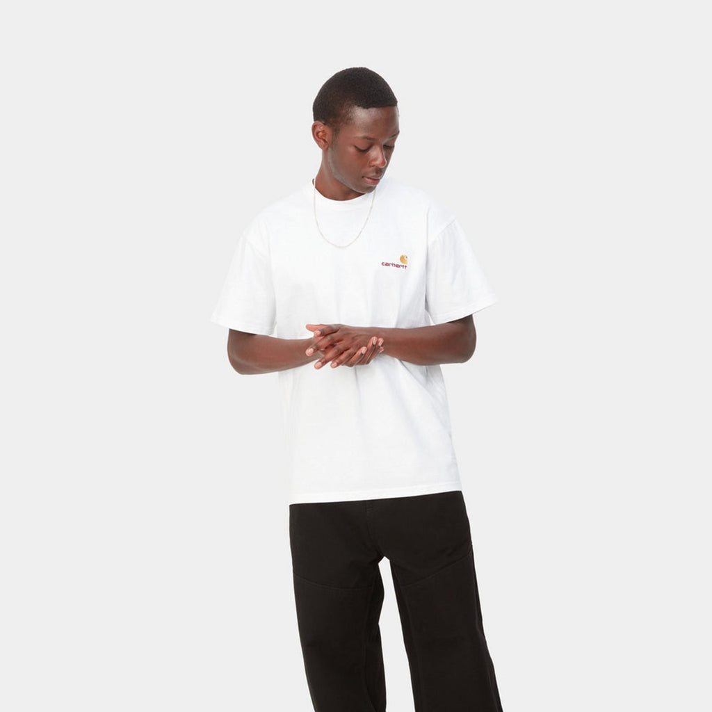 Carhartt WIP S/S American Script T-Shirt: White_Model