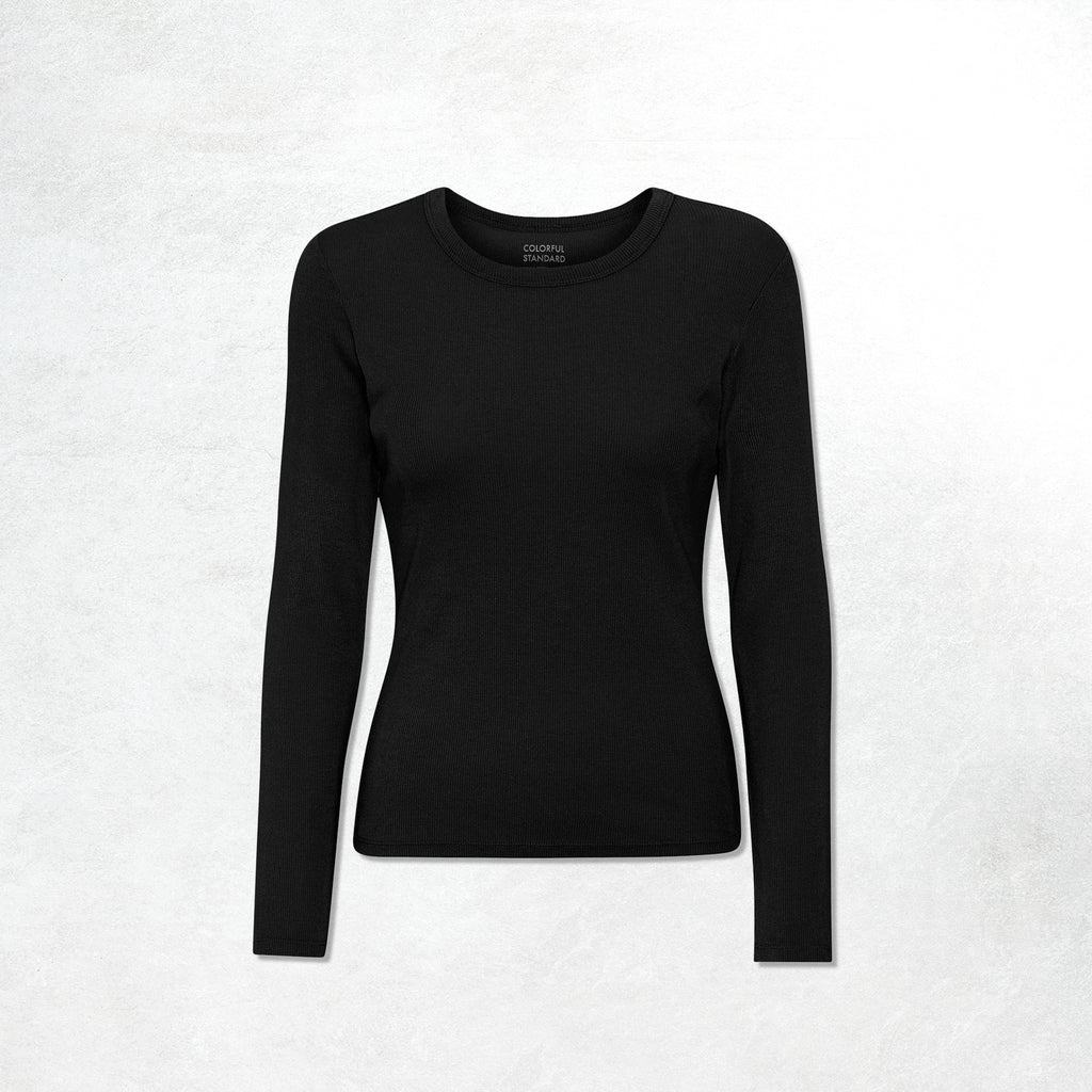 Colorful Standard Organic Rib LS T-Shirt : Deep Black (Front)