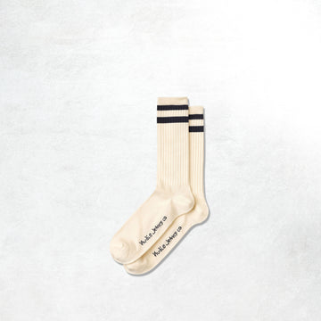 Nudie Jeans Amundsson Sport Socks - Off White/Navy