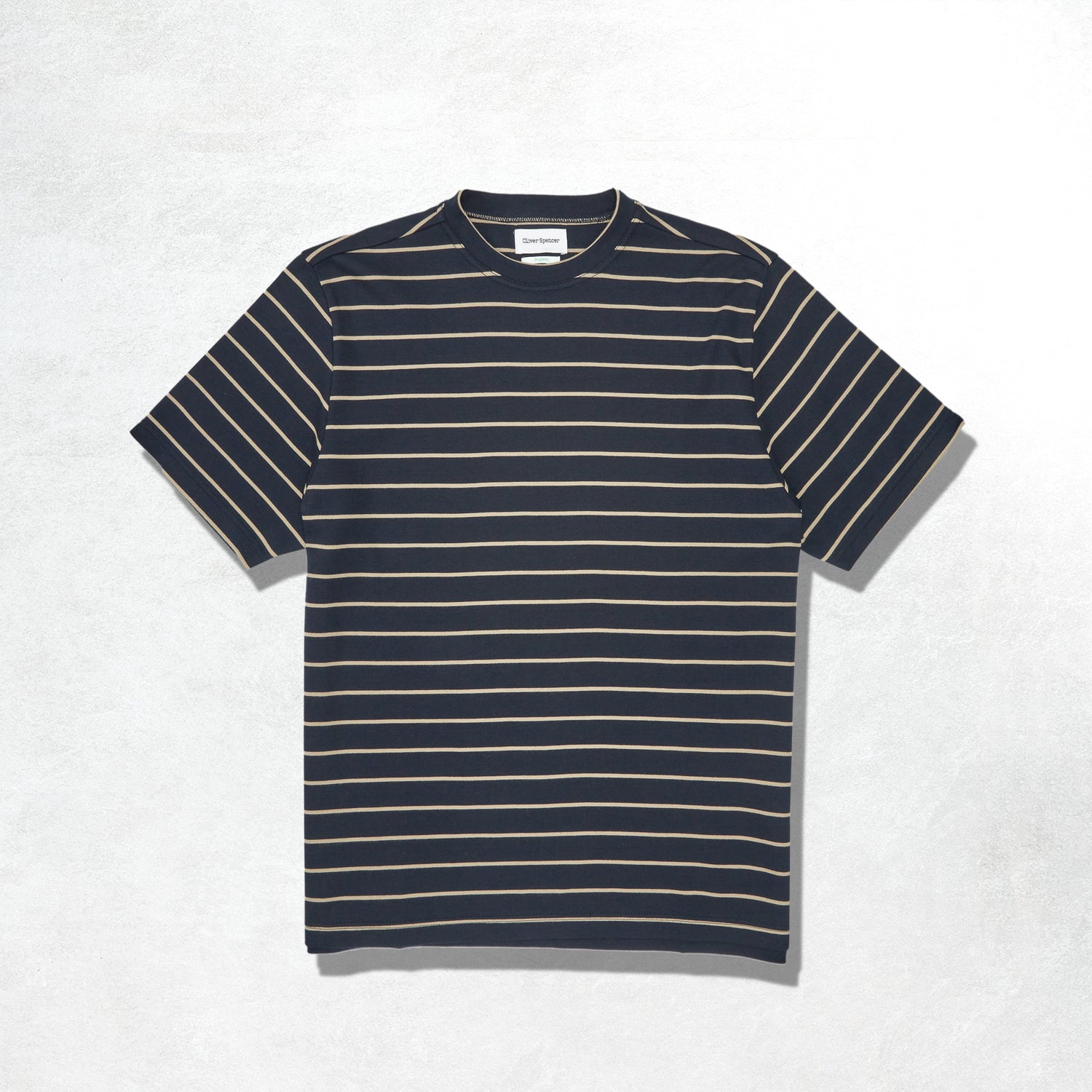 Oliver Spencer Tシャツ(刺繍ボーダー) CODDERR】アーチロゴ刺繍 ボーダー ビッグシルエットリンガーT