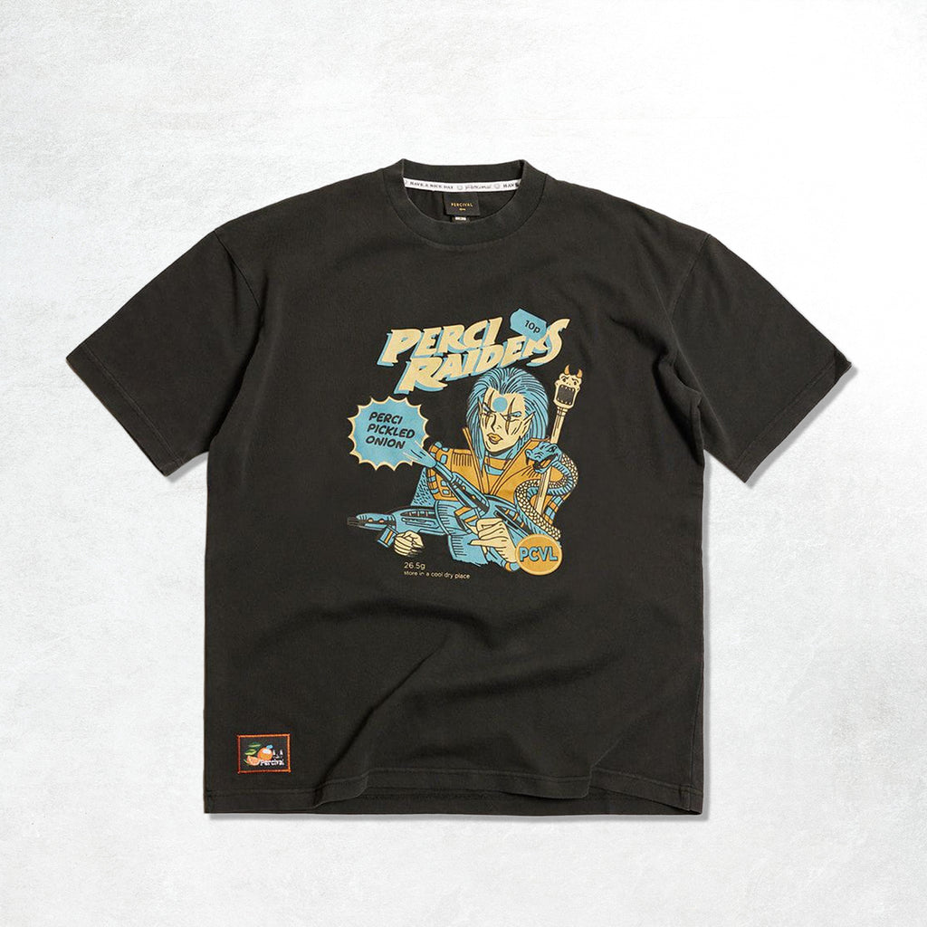 Perci Raiders Oversized T Shirt | Organic Cotton | Washed Black(Front)