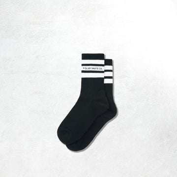 Polar Fat Stripe Rib Socks: Black_1