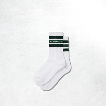 Polar Fat Stripe Rib Socks: White /Green_1