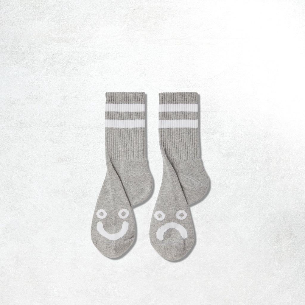 Polar Happy Sad Rib Socks : Heather Grey_2