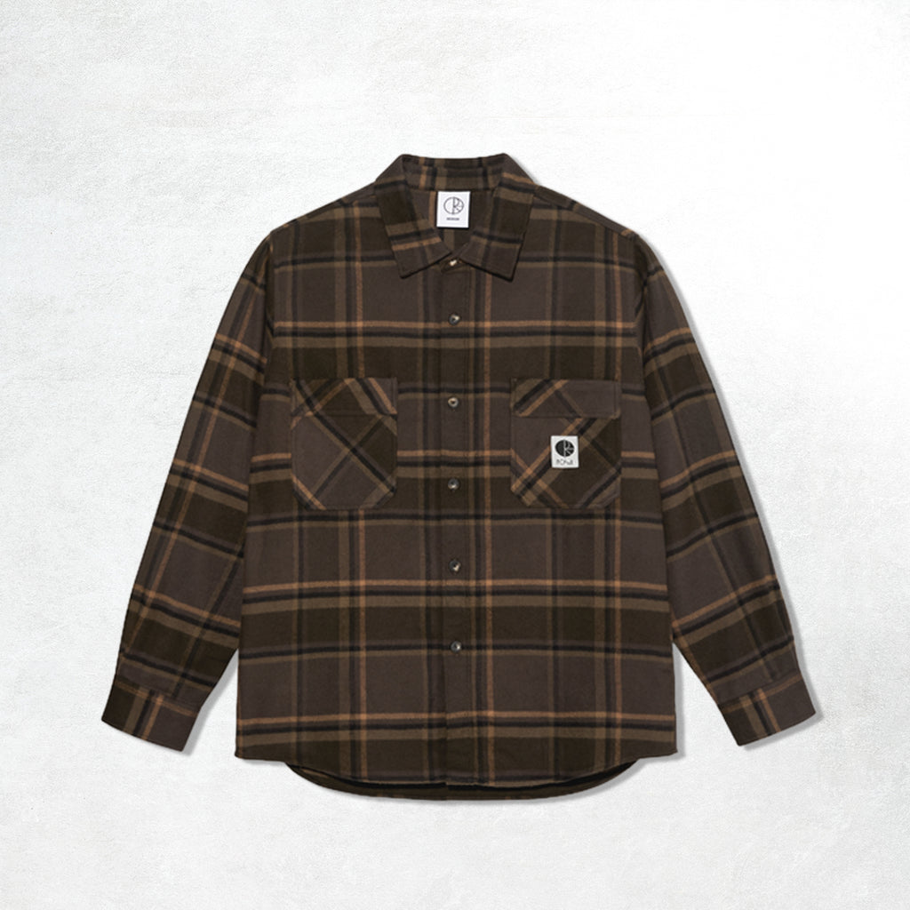 Polar Mike LS Flannel Shirt: Brown./Mauve