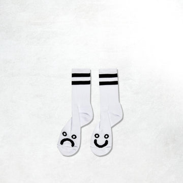 Polar Skate Co Happy Sad Socks - Long: White_1