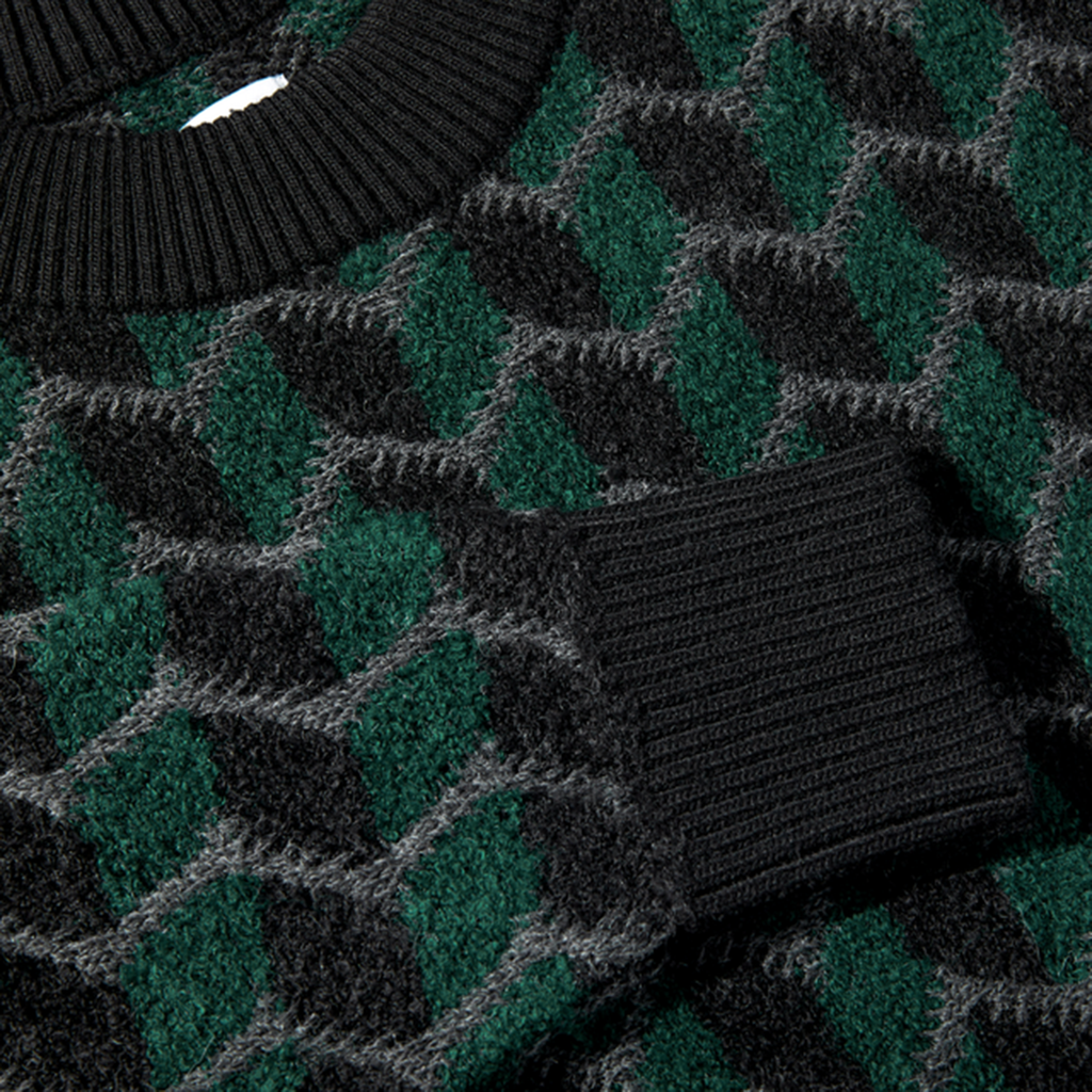 Polar Zig Zag Knit Sweater: Black / Dark Teal_2