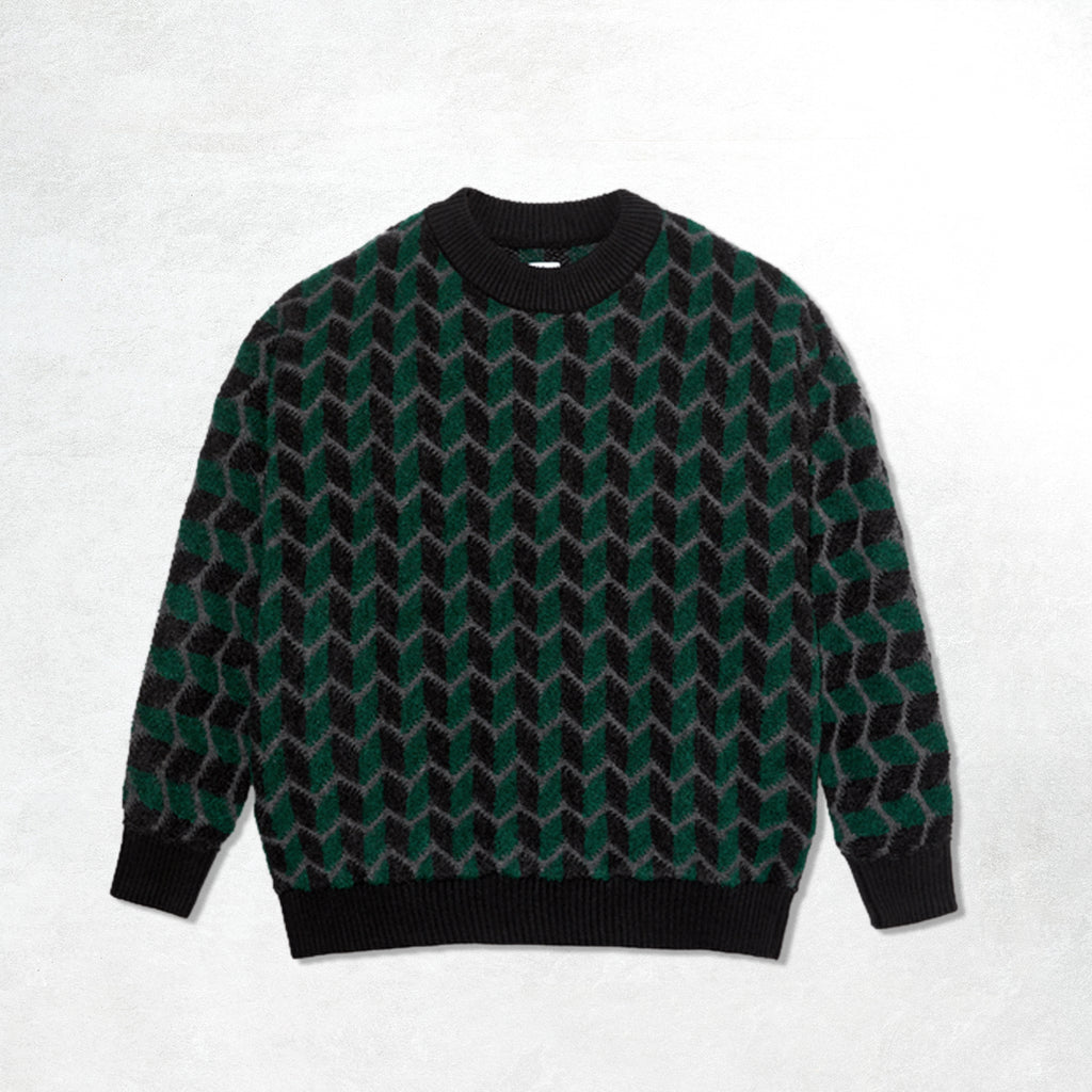 Polar Zig Zag Knit Sweater: Black / Dark Teal