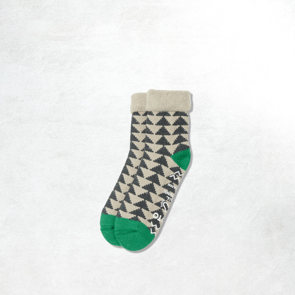 Rototo Comfy Room Socks Sankaku: Charcoal/Green