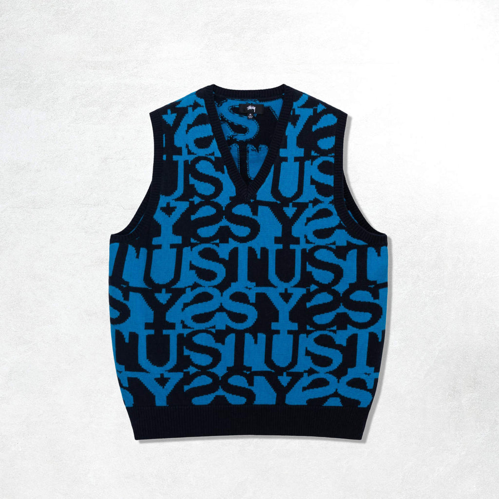 Stussy Stacked Sweater Vest: Dark Navy