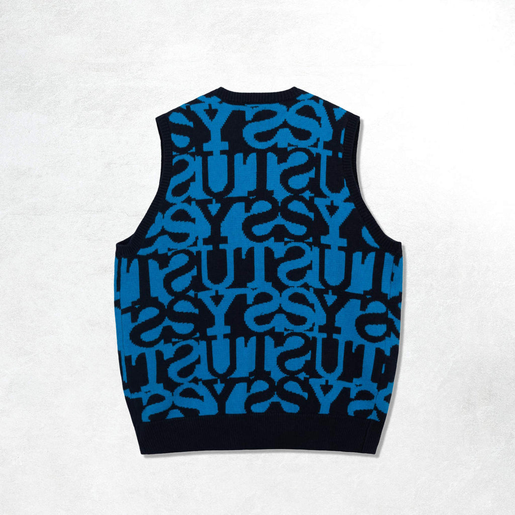 Stussy Stacked Sweater Vest: Dark Navy_1