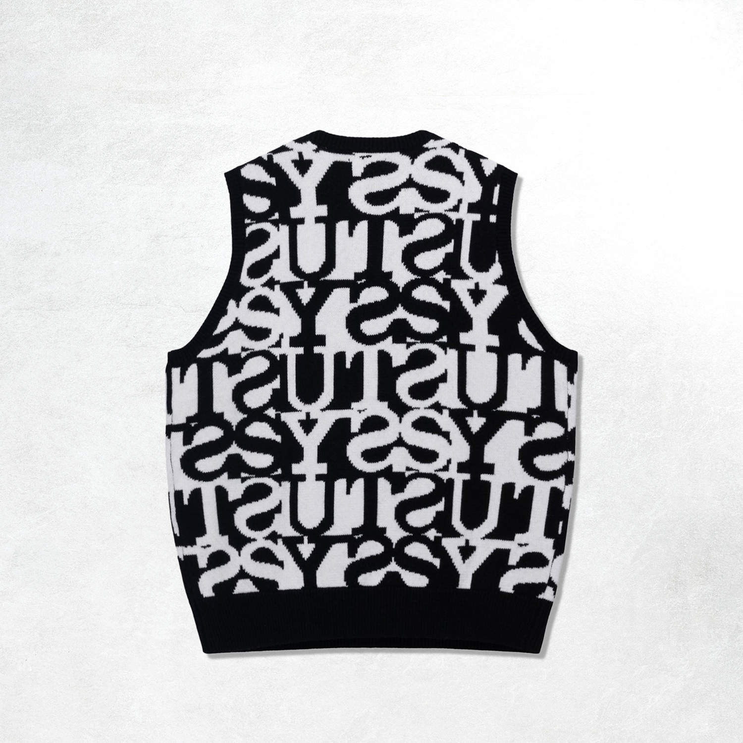 Stussy Stacked Sweater Vest: Ivory_1
