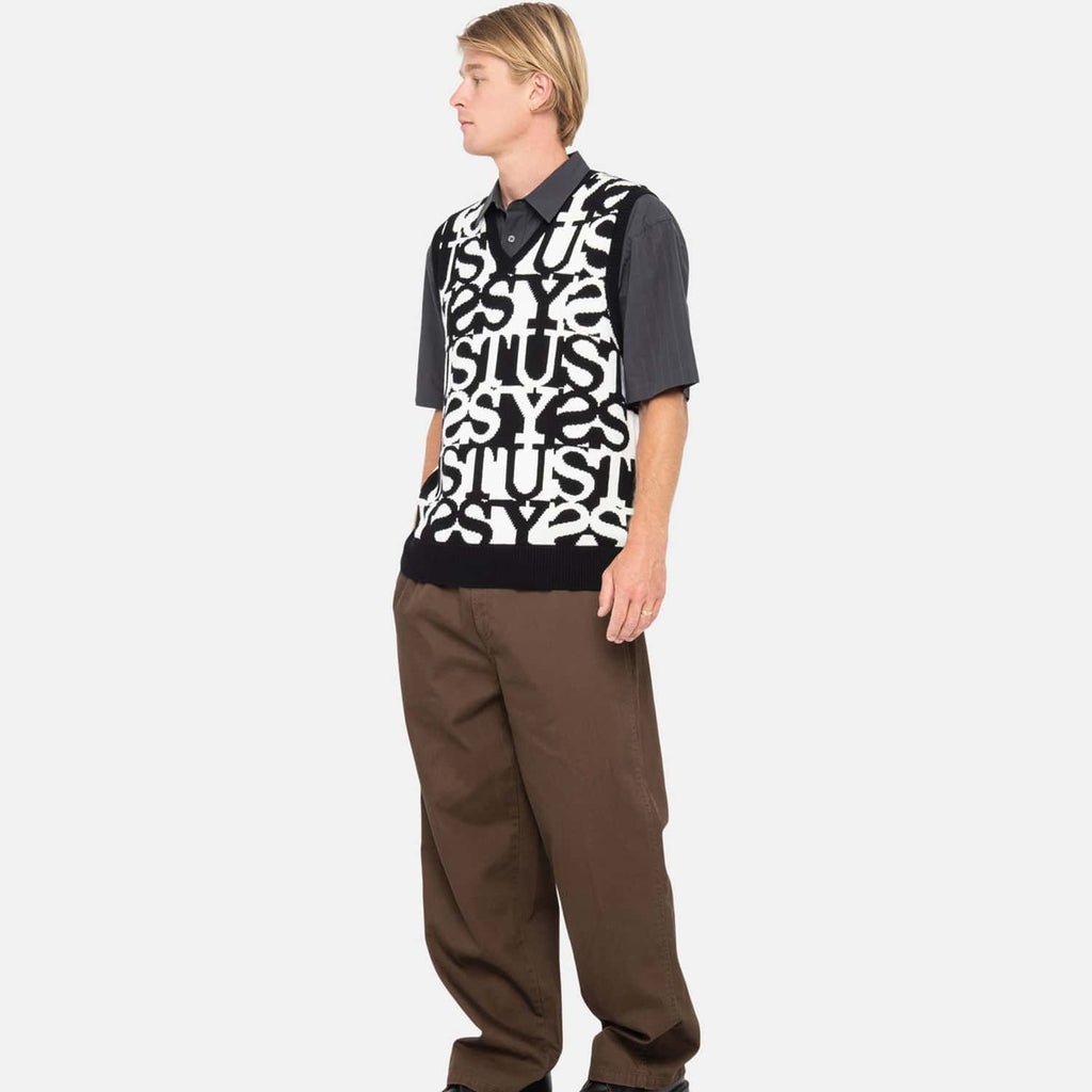 Stussy Stacked Sweater Vest: Ivory_Model_1