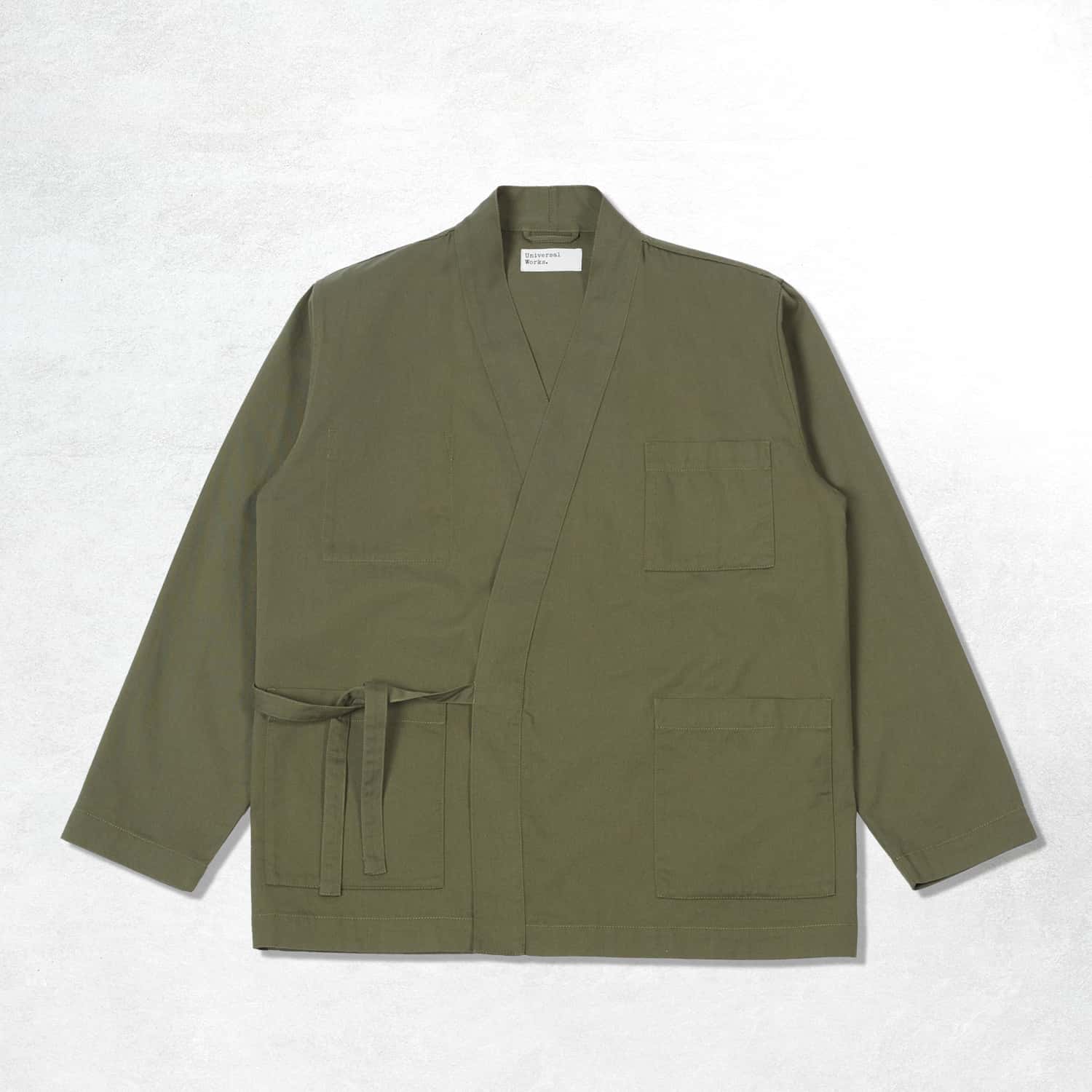 Universal Works Kyoto Work Jacket: Light Olive Twill (Front)