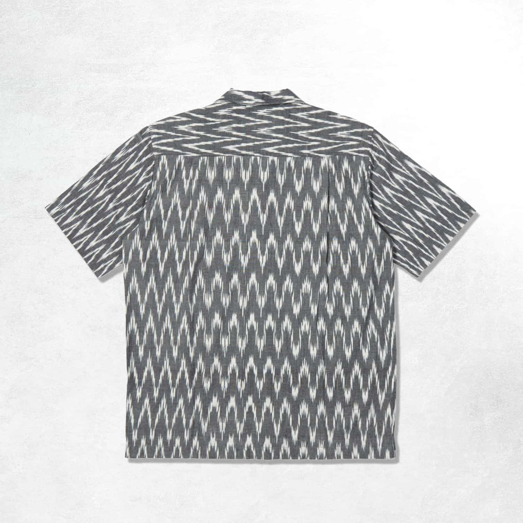 Universal Works Camp Shirt: Grey Vee Ikat (Back)