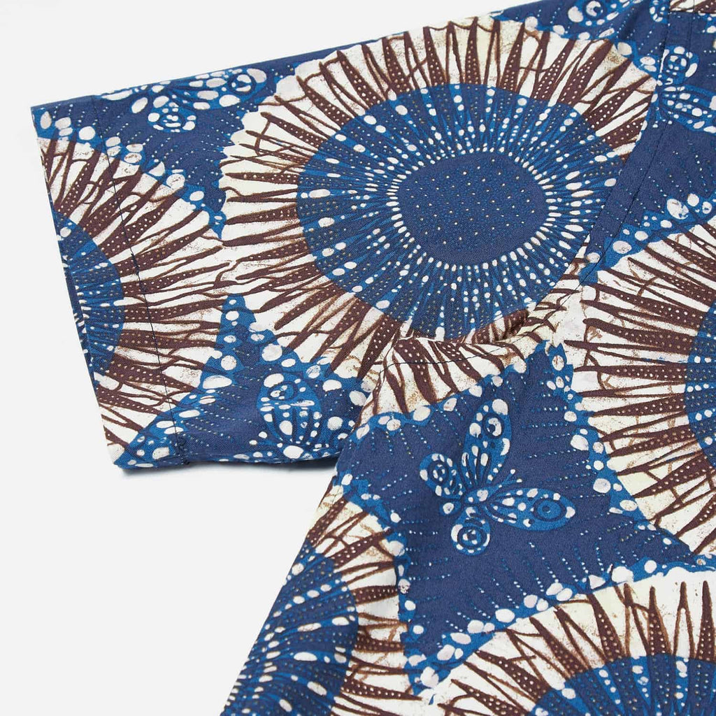 Universal Works Road Shirt: Navy Hokkoh Print