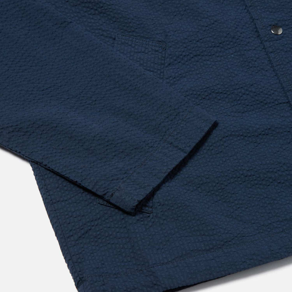 Universal Works Porto Jacket: Navy Cotton Seersucker