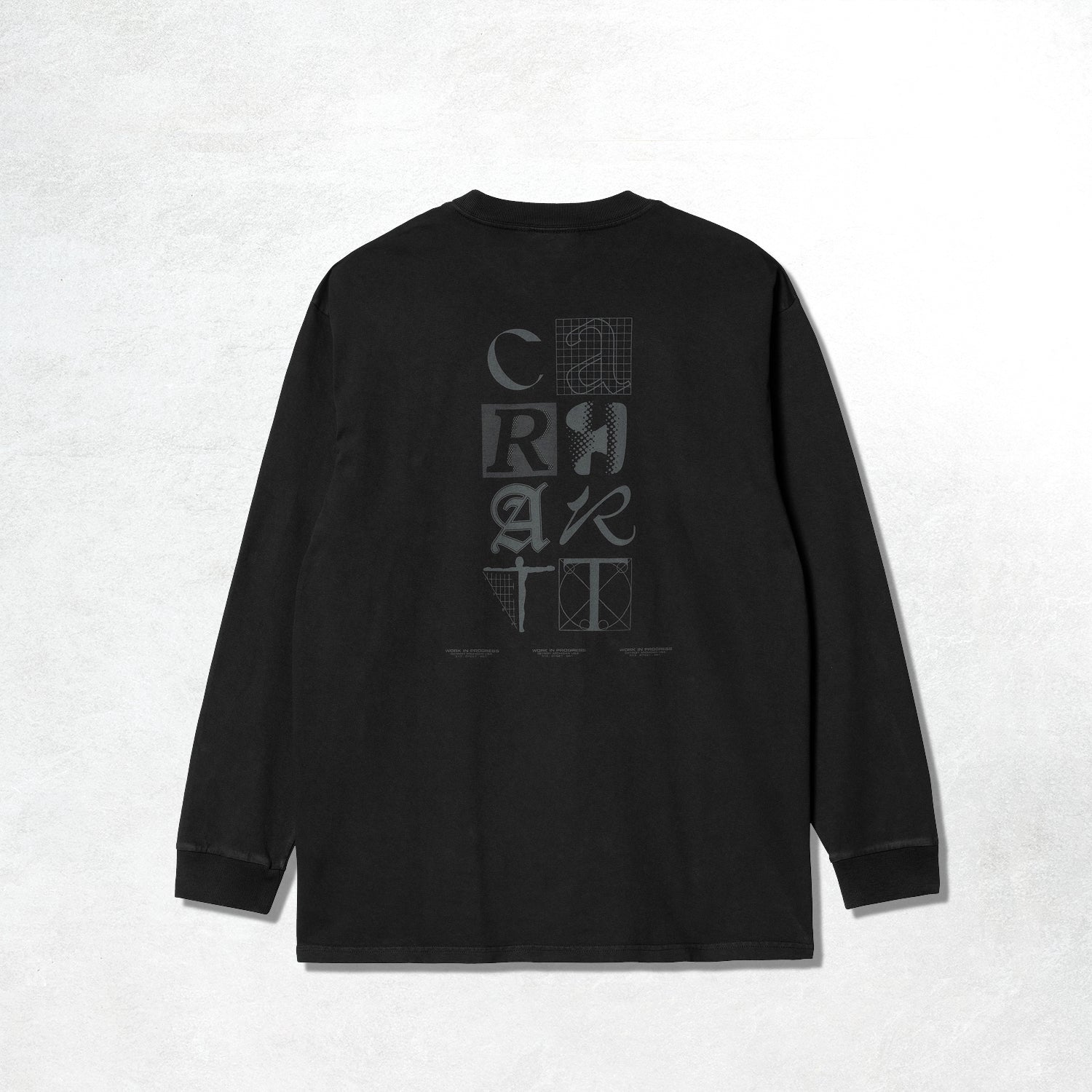 Carhartt WIP L/S Ratios T-Shirt: Black / Eucalyptus (Back)