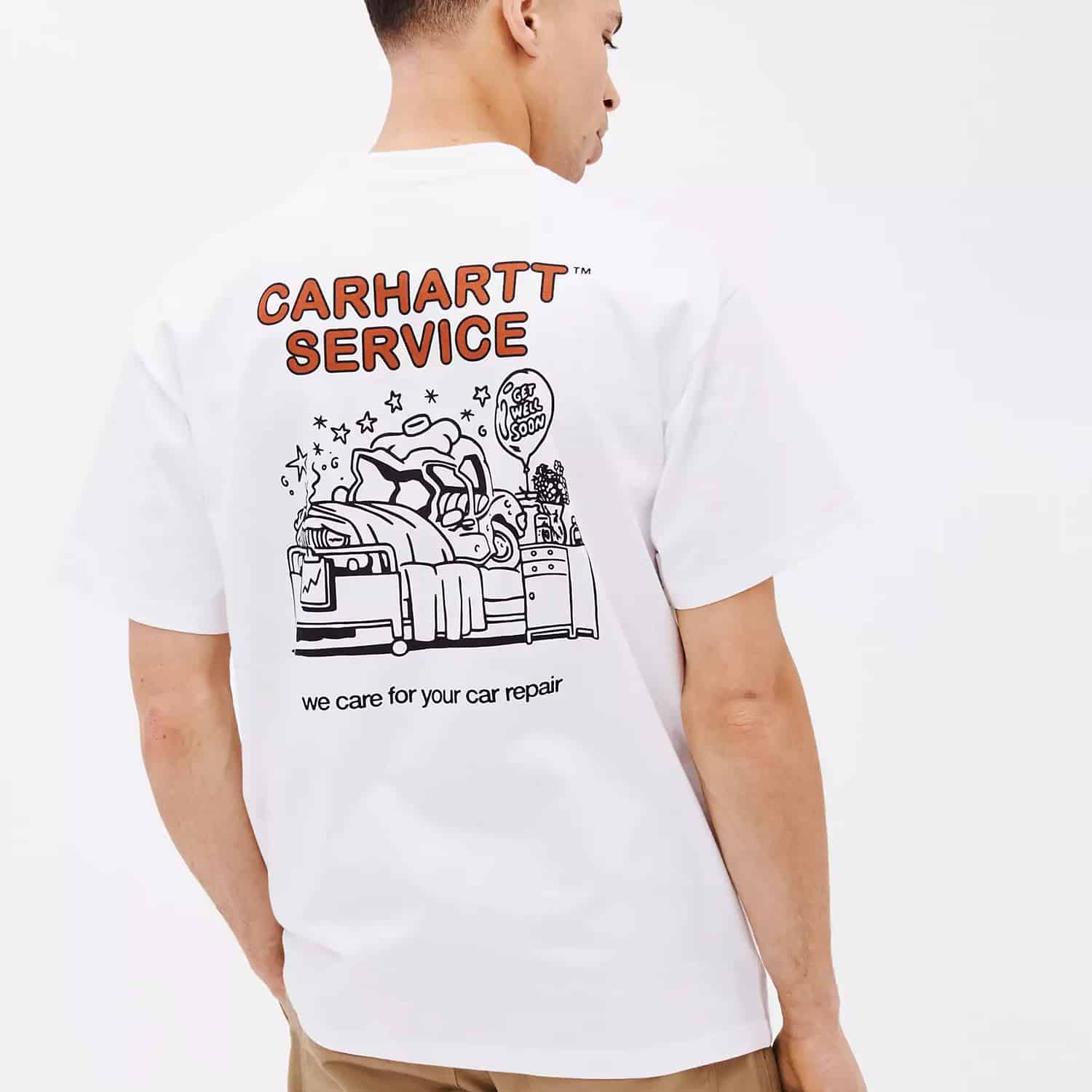 Carhartt WIP S/S Car Repair T-Shirt: White_Model_1