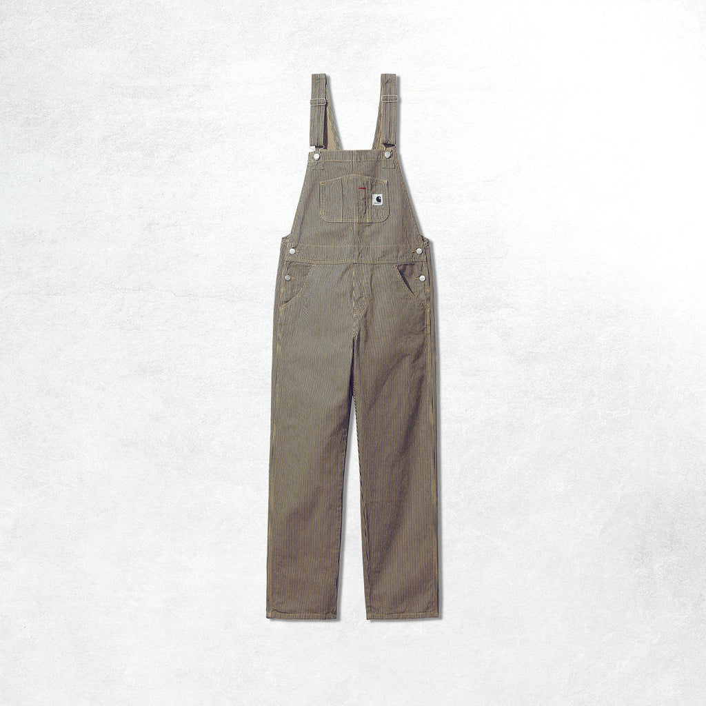 Carhartt WIP Women's Bib Overall Straight: Dusty H Brown / Blue (Front)