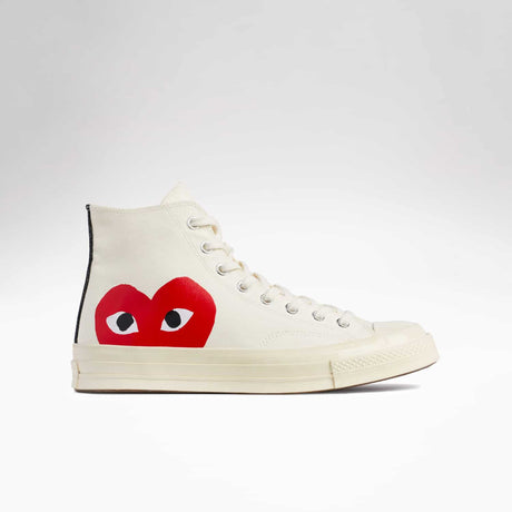 Comme des Garcons Play x Converse Womens Chuck Taylor Hi: Beige (Side)