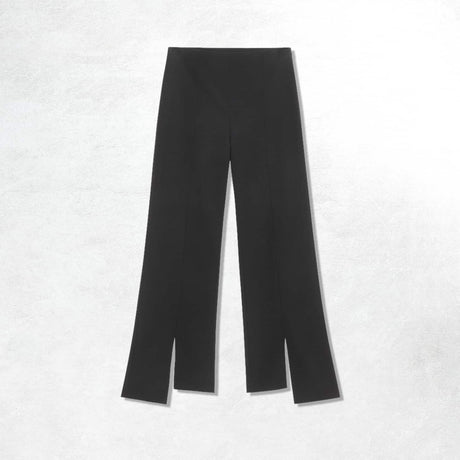 Ganni Womens Mid Waist Panel Straight Leg Pants Twill Suiting: Black