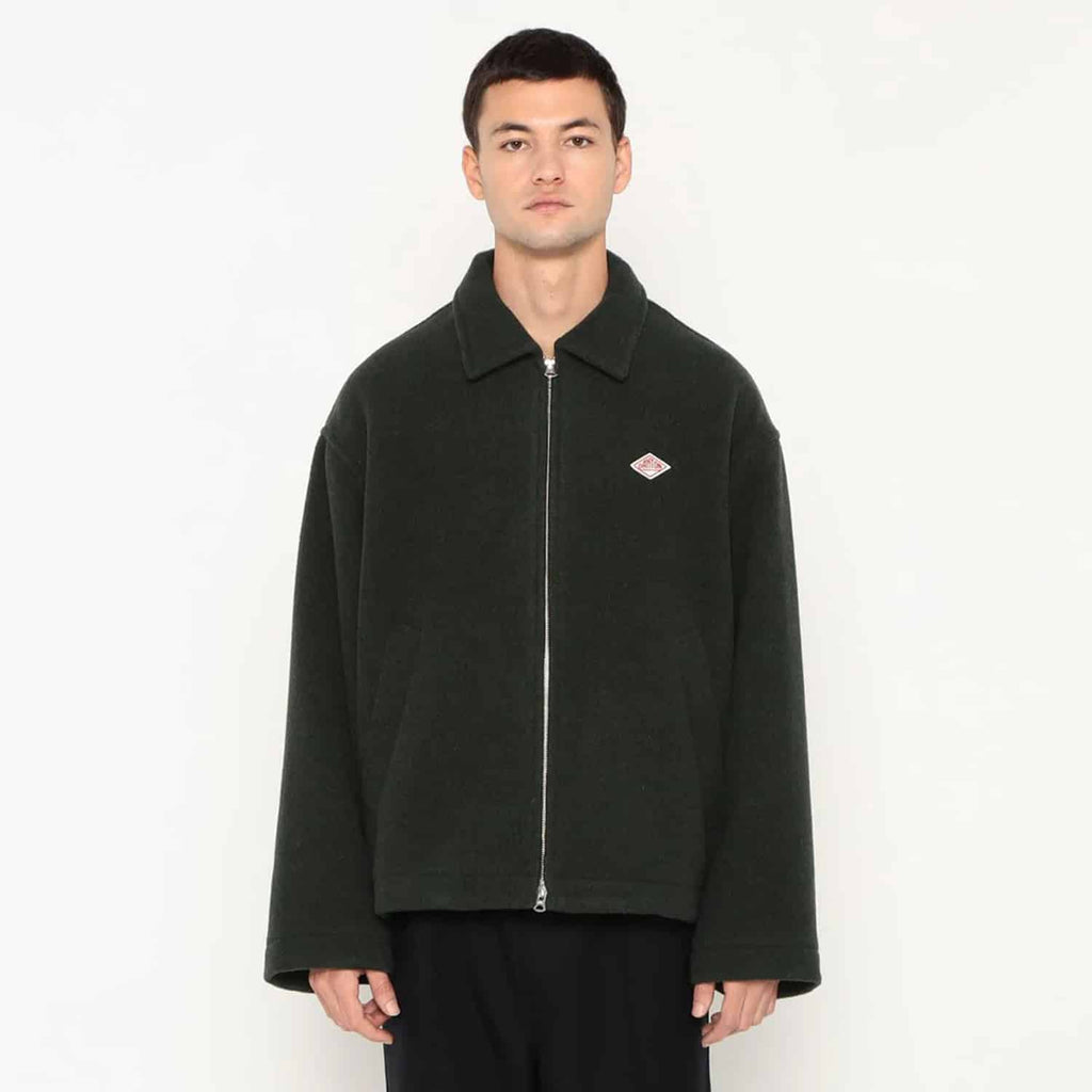 Danton Wool Light Pile Full Zip Blouson: Moss Green
