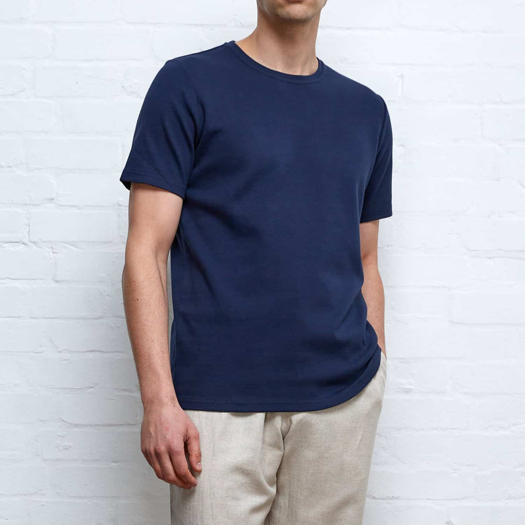 Oliver Spencer Heavy T-Shirt: Navy_Model