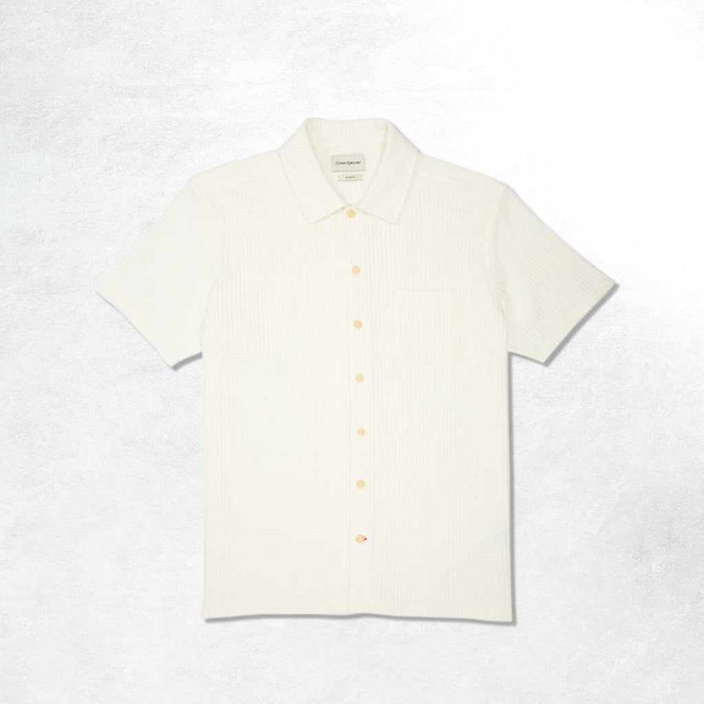 Oliver Spencer Riviera Short Sleeve Jersey Shirt: Cream (Front)