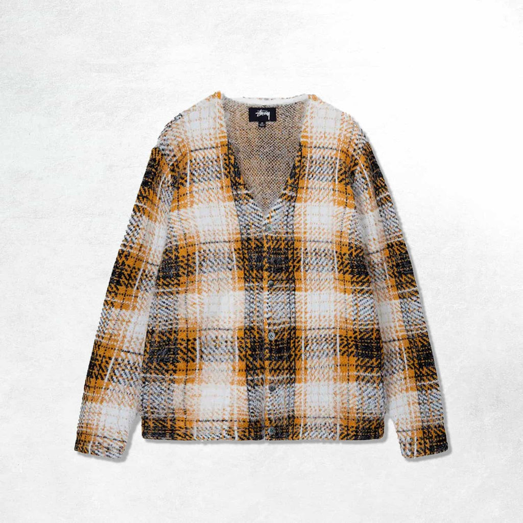 Stussy Hairy Plaid Cardigan: Gold(Front)