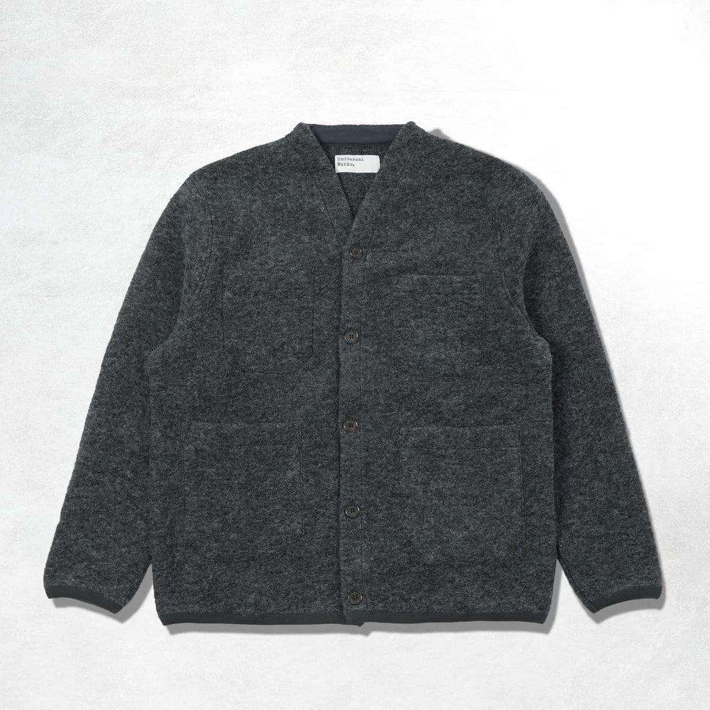 Universal Works Cardigan: Charcoal (Front)