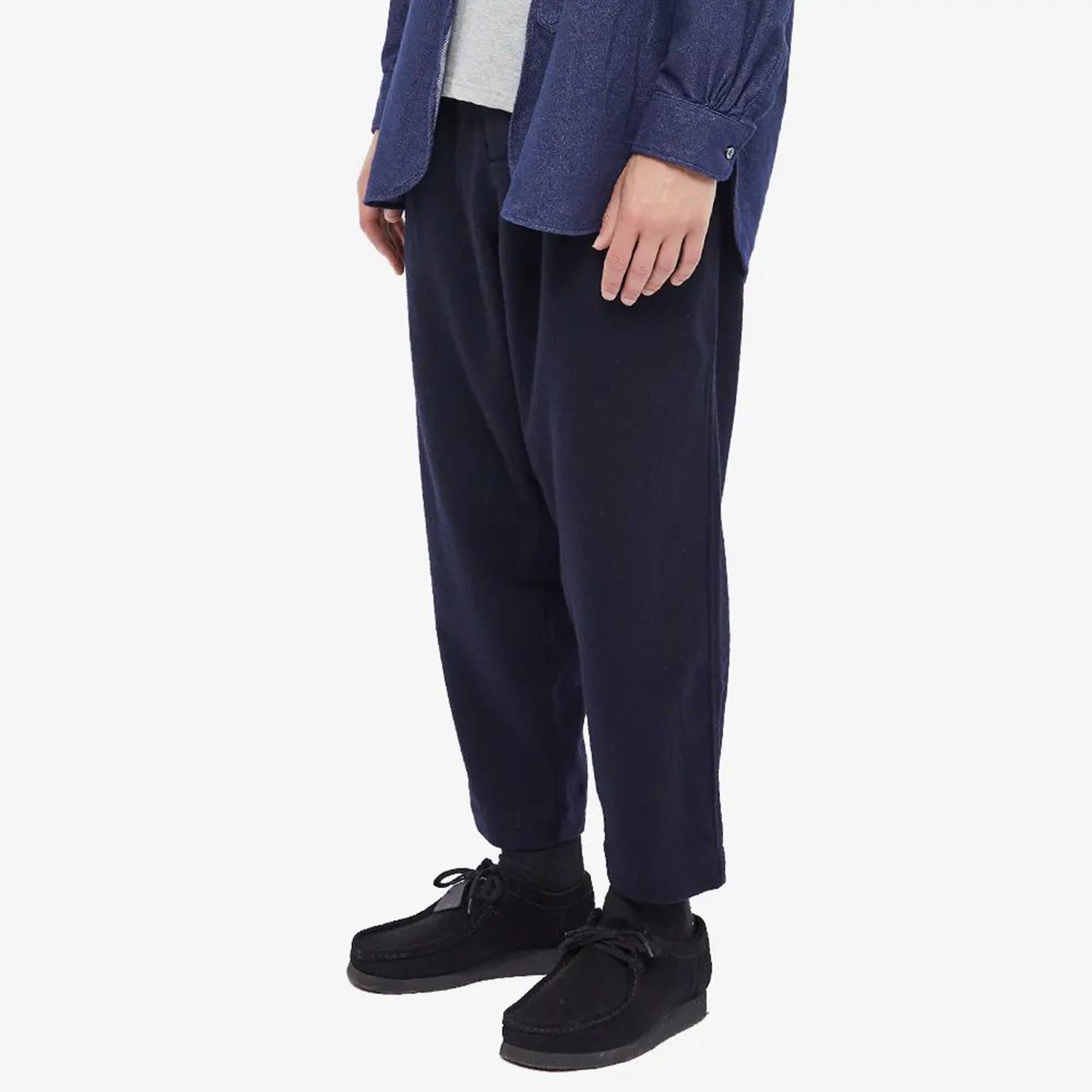 Universal Works Pleated Track Pant: Navy(Model_3)