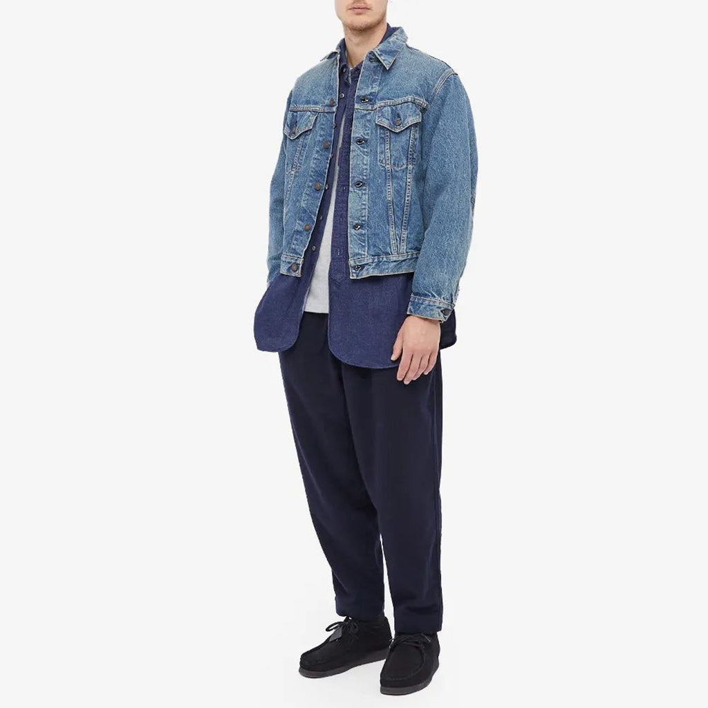 Universal Works Pleated Track Pant: Navy(Model_1)