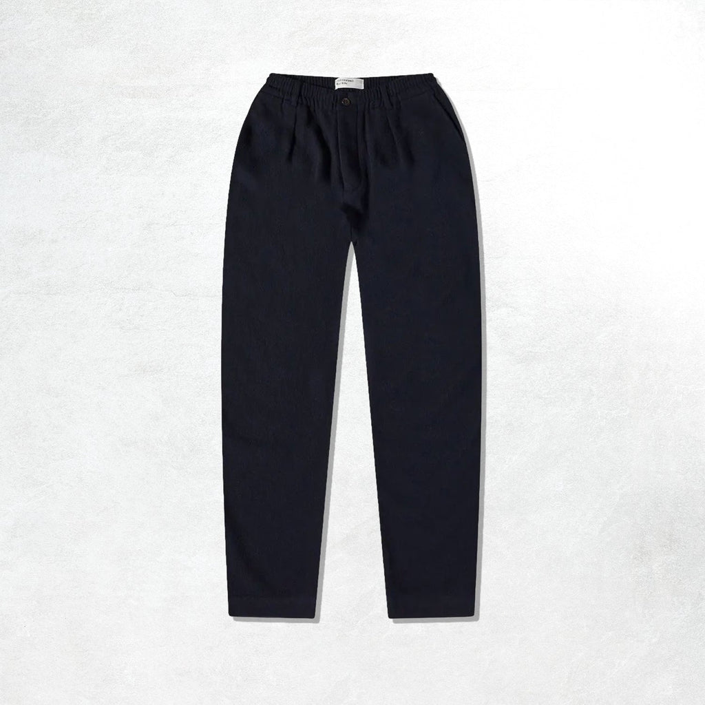 Universal Works Pleated Track Pant: Navy(Front)