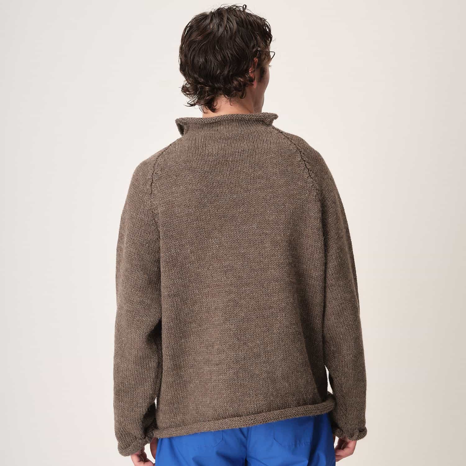 Xenia Telunts Fisherman Sweater: Brown_Model (Back)