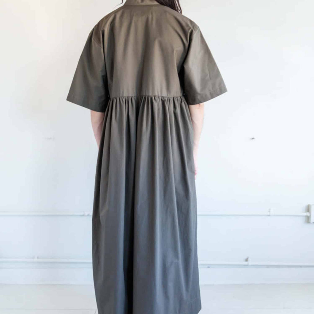 Xenia Telunts Sunday Dress: Khaki_Model (Back)