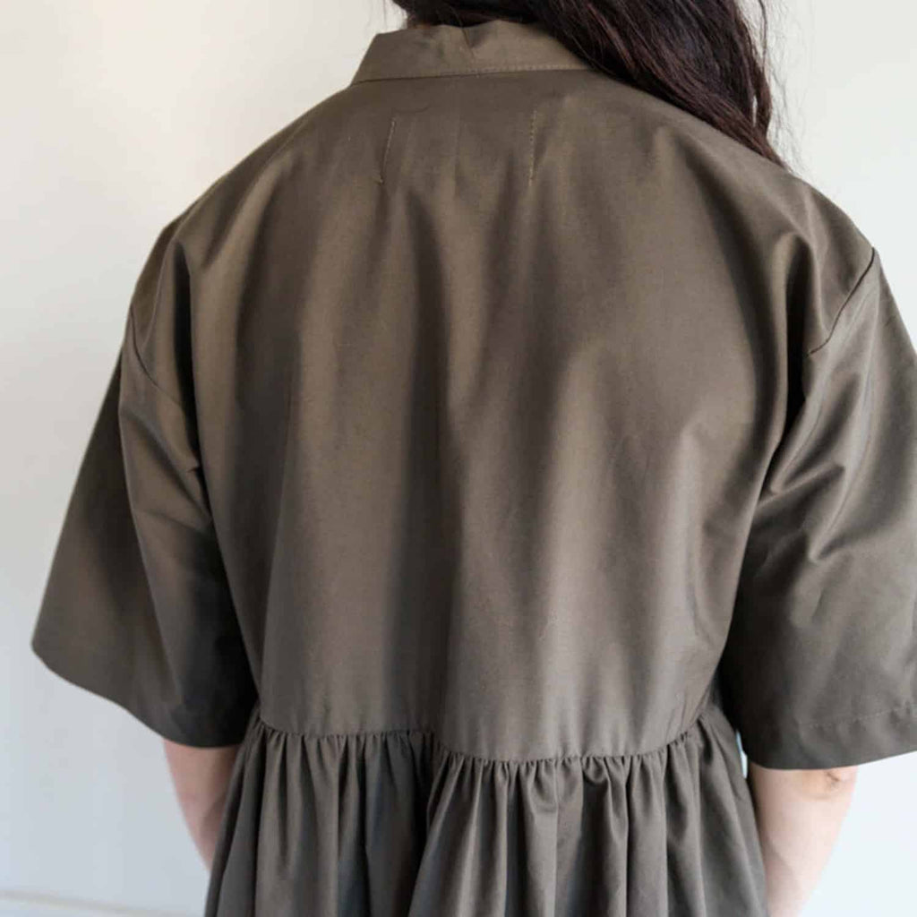 Xenia Telunts Sunday Dress: Khaki_Model (Back_1)