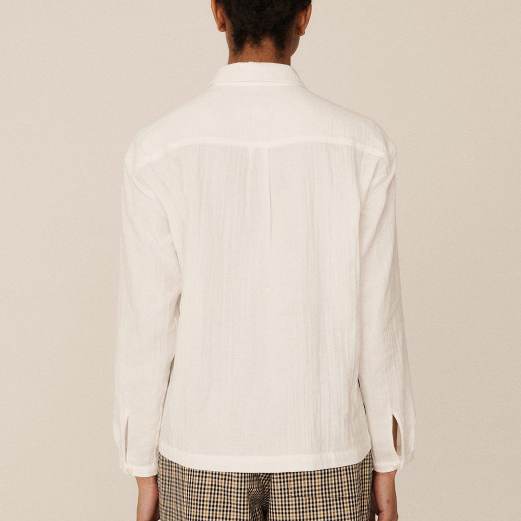 YMC Womens Marianne Long Sleeve Shirt: White Model 1