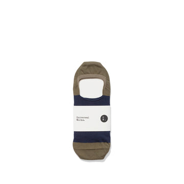 Universal Works Cotton Mix Knit No Show Sock: Navy/Olive - The Union Project