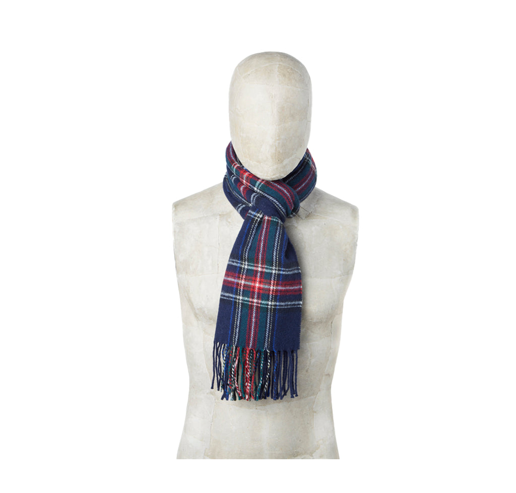 Universal Works Tartan Wool Scarf: Navy - The Union Project